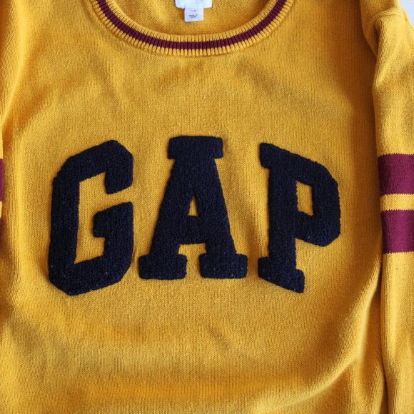 GAP Logo Collegiate Knit Sweater, Yellow, Size XL Boys - Picture 2 of 6